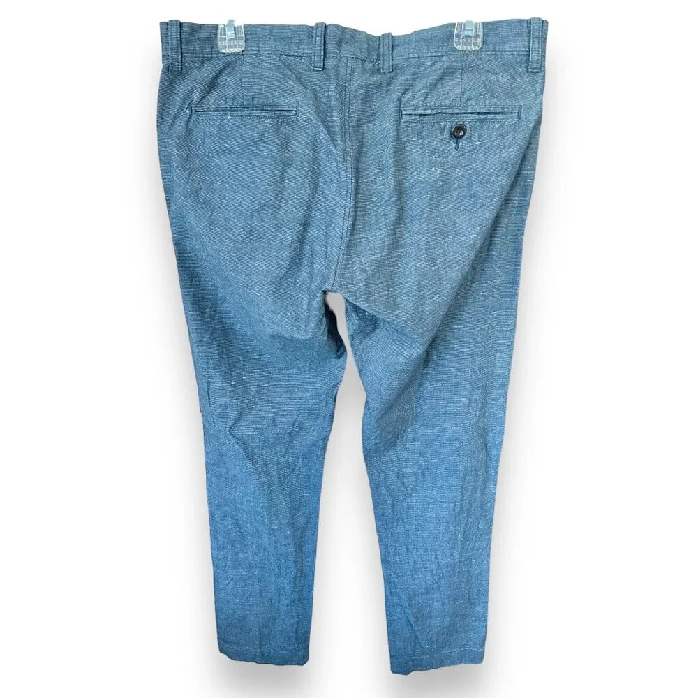 J. Crew 484 Blue Linen Blend Slim Pants cotton coastal preppy